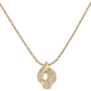Dior Vintage 18k Gold Plated Crystal Pendant Necklace Authentic, Dior Necklace